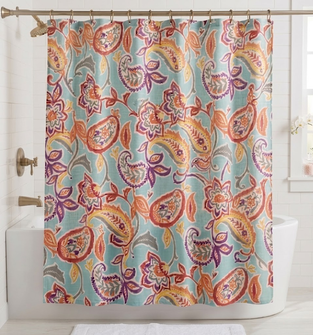 World Market Valentino Paisley Shower Curtain Multicolor 72in x 72in New